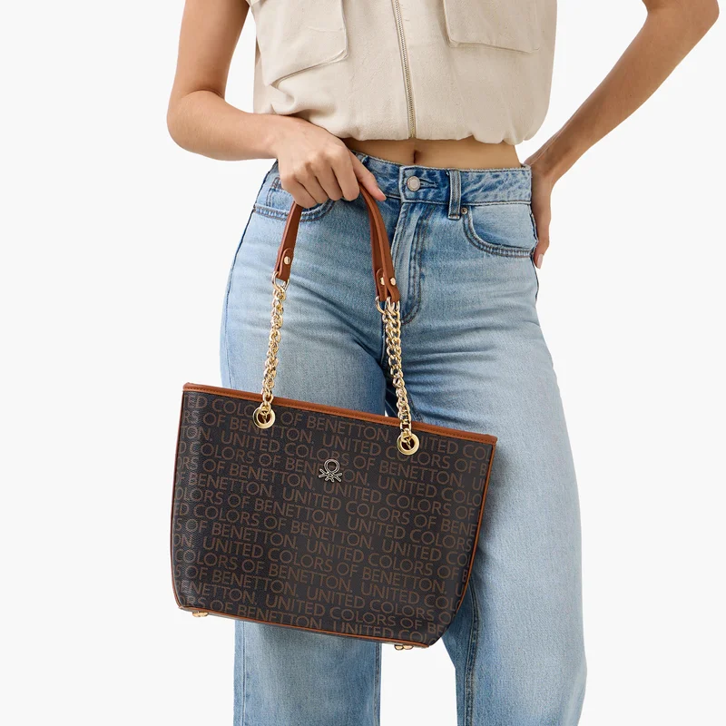يونايتد كولورز أوف بينتيون Monogram Print Tote Bag for Women